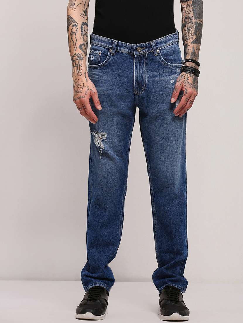 men low rise slim fit distressed jeans - 21682341 -  Zoom Image - 0