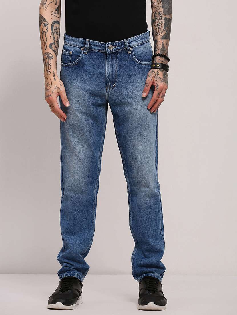 men low rise slim fit plain jeans - 21682344 -  Zoom Image - 0