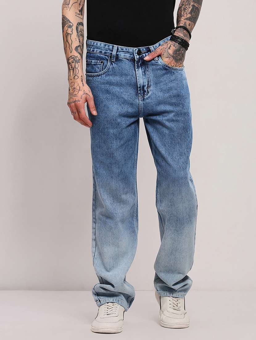 men low rise straight fit washed jeans - 21682346 -  Zoom Image - 0