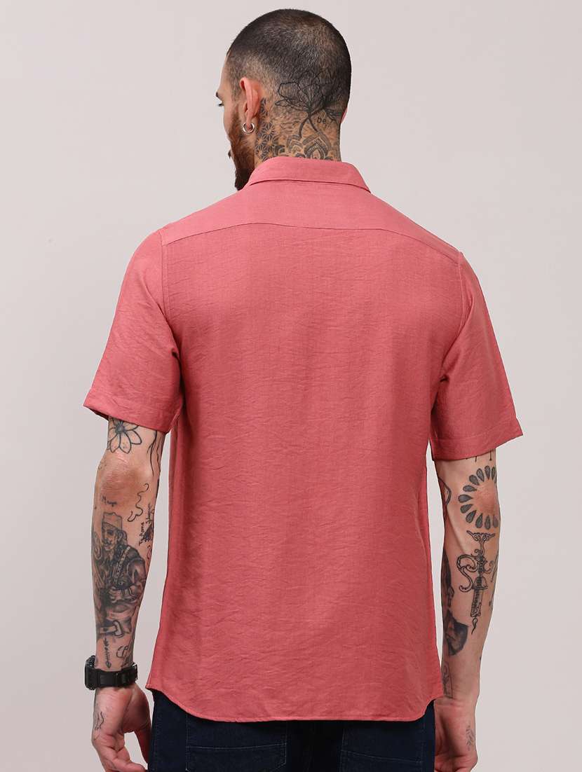 men short sleeves solid casual shirt - 21682355 -  Standard Image - 3