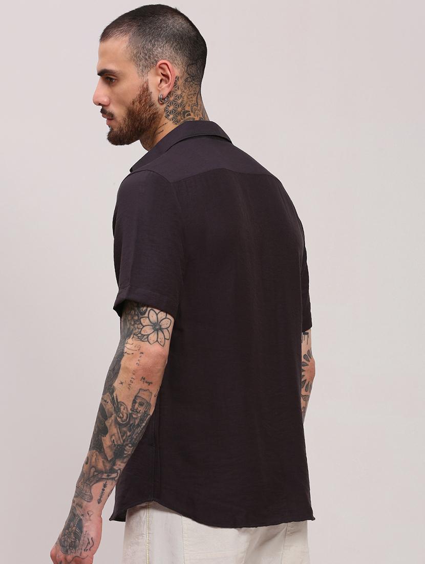 men short sleeves solid casual shirt - 21682358 - Standard Image - 3