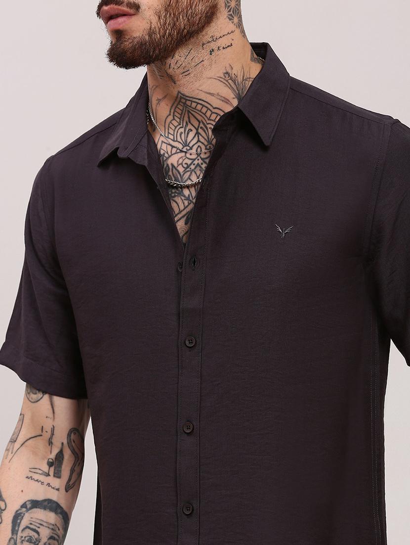men short sleeves solid casual shirt - 21682358 - Standard Image - 5