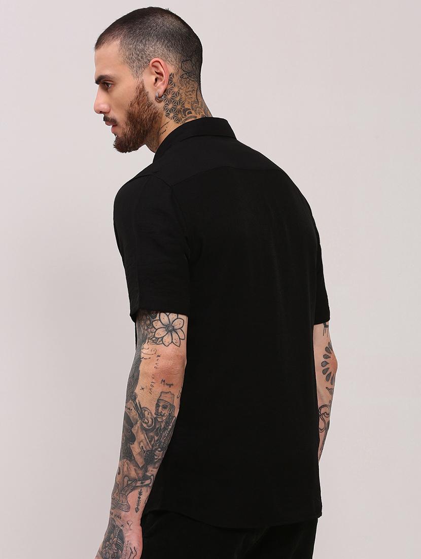 men short sleeves solid casual shirt - 21682360 - Standard Image - 3