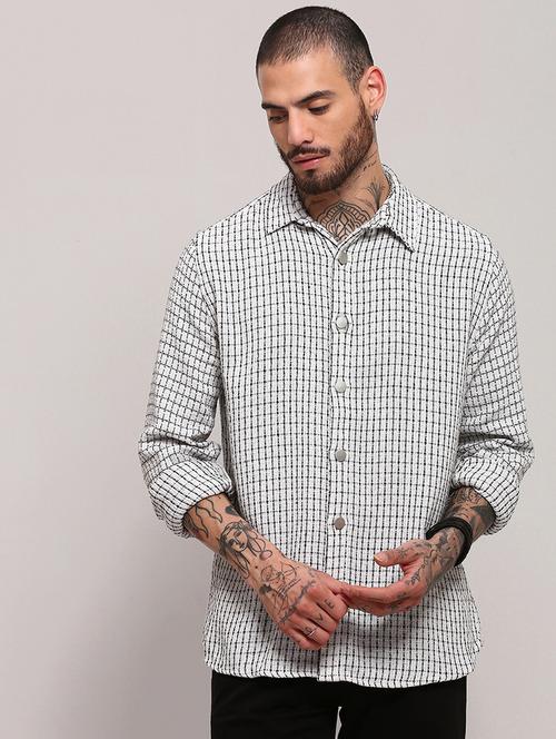 men long sleeves checkered casual shirt - 21682364 - Standard Image - 0