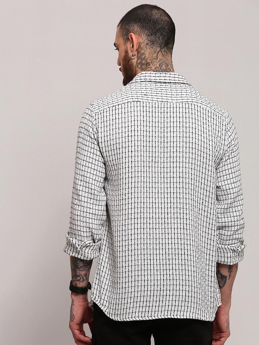 men long sleeves checkered casual shirt - 21682364 - Standard Image - 3