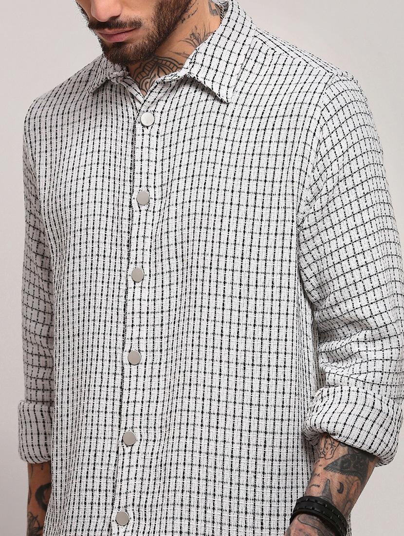 men long sleeves checkered casual shirt - 21682364 - Standard Image - 5