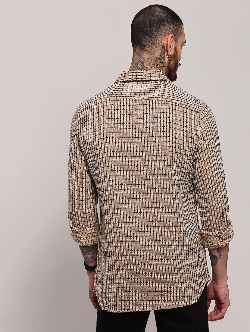 men long sleeves checkered casual shirt - 21682365 - Standard Image - 3