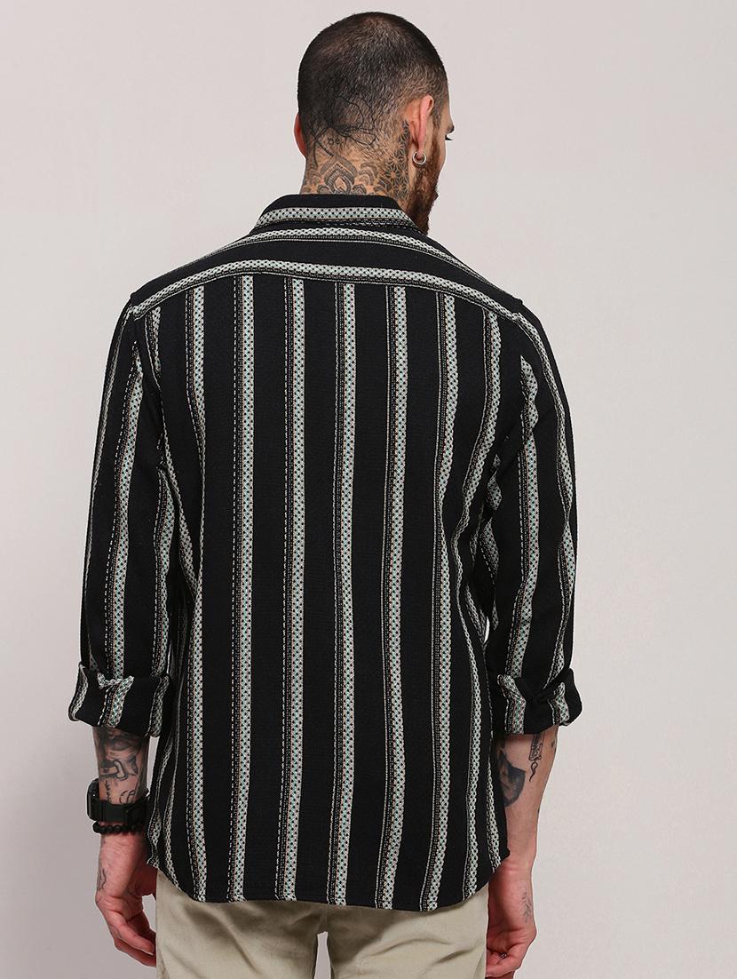 men long sleeves striped casual shirt - 21682366 - Standard Image - 3