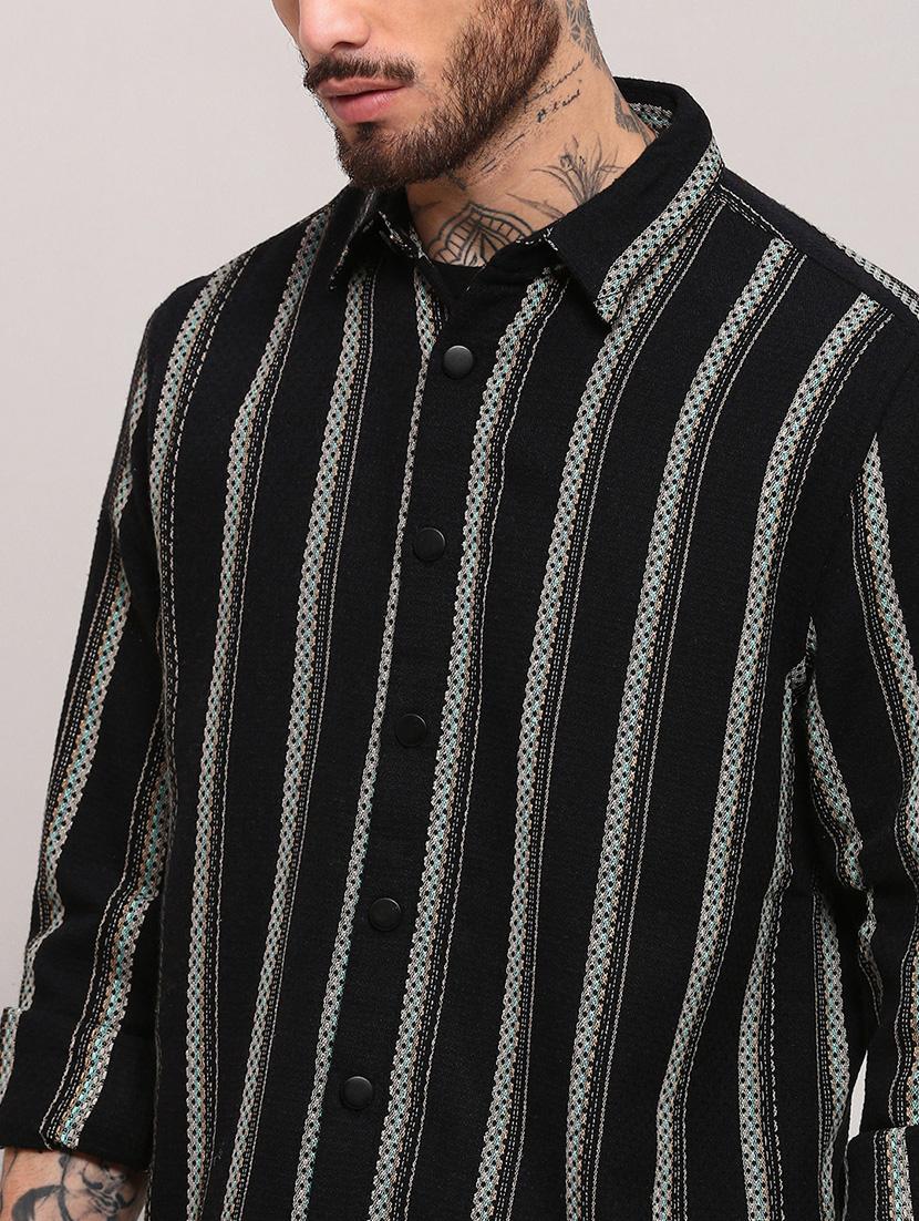 men long sleeves striped casual shirt - 21682366 - Standard Image - 5