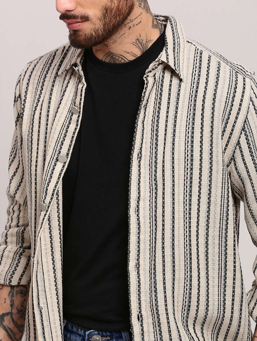 men long sleeves striped casual shirt - 21682369 -  Standard Image - 5