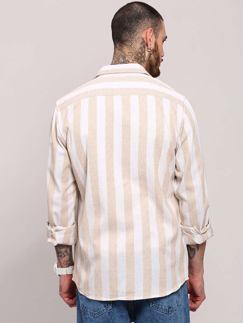 men long sleeves striped casual shirt - 21682372 -  Standard Image - 3