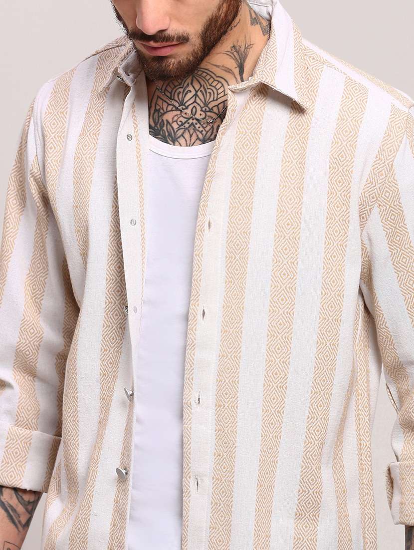 men long sleeves striped casual shirt - 21682372 -  Standard Image - 5
