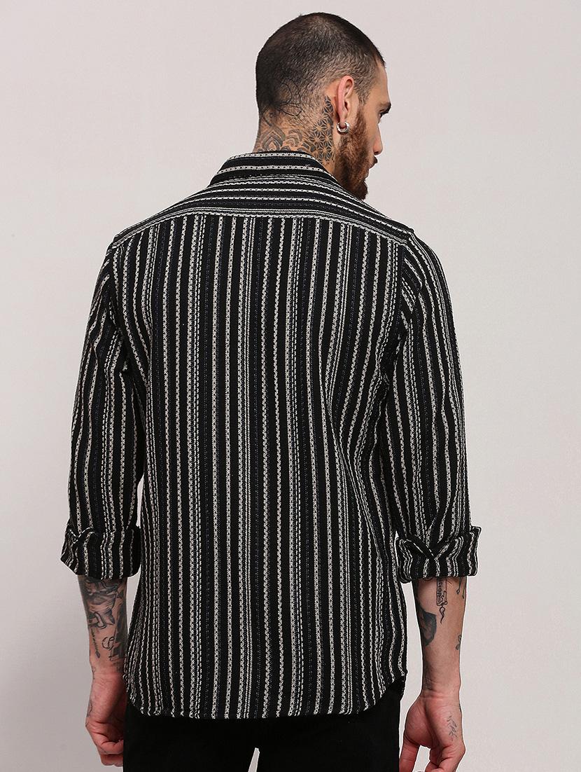 men long sleeves striped casual shirt - 21682373 - Standard Image - 3