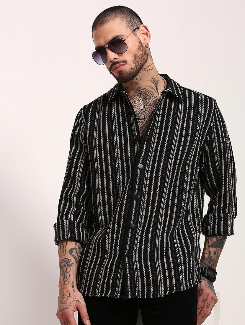 men long sleeves striped casual shirt - 21682373 - Standard Image - 5