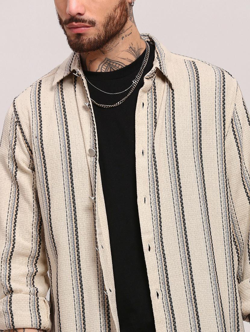 men long sleeves striped casual shirt - 21682374 - Standard Image - 5