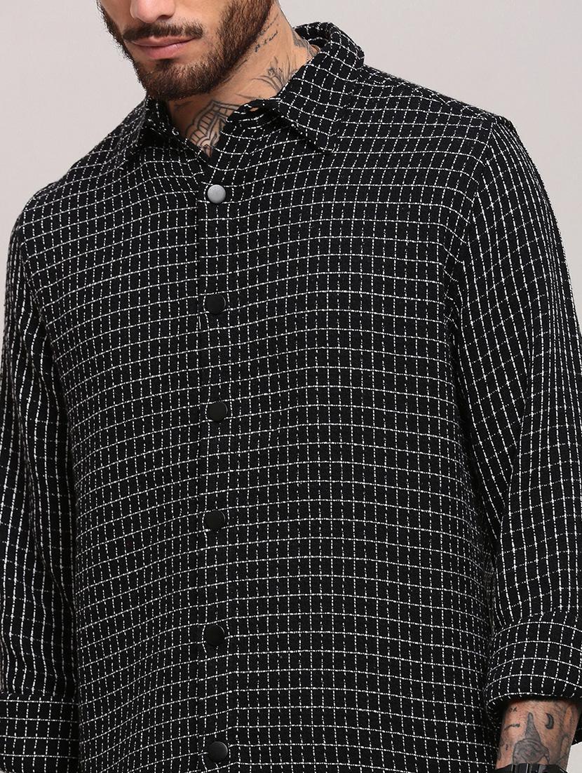 men long sleeves checkered casual shirt - 21682375 - Standard Image - 5
