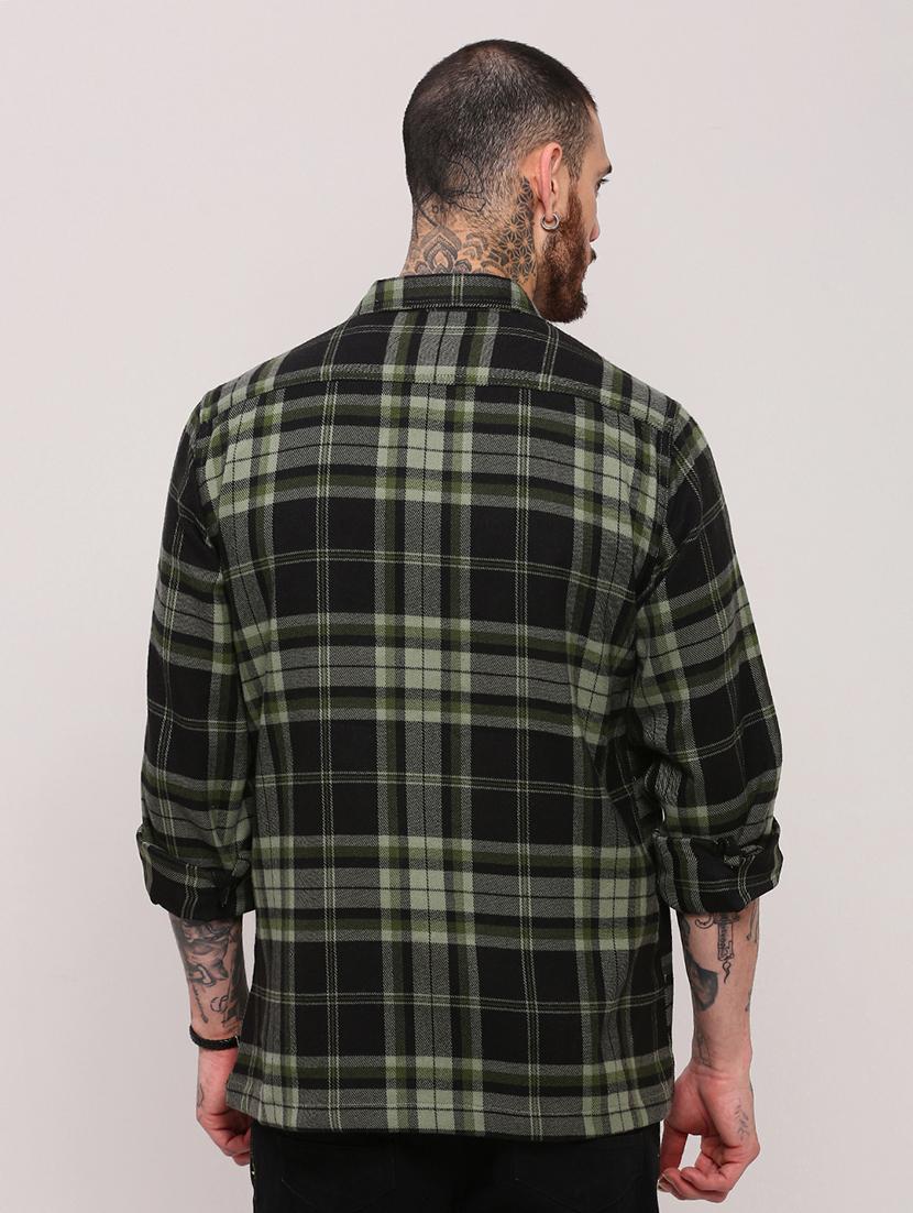 men long sleeves checkered casual shirt - 21682378 - Standard Image - 3
