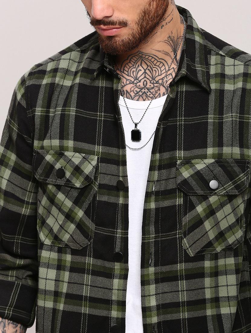 men long sleeves checkered casual shirt - 21682378 - Standard Image - 5