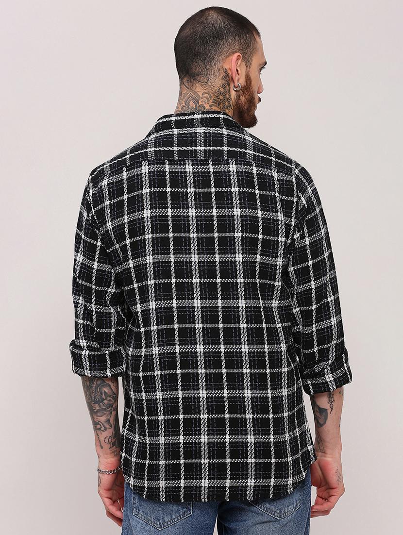men long sleeves checkered casual shirt - 21682386 - Standard Image - 3