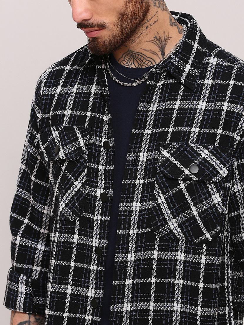 men long sleeves checkered casual shirt - 21682386 - Standard Image - 5