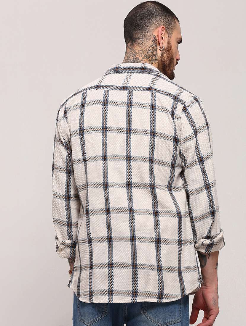 men long sleeves checkered casual shirt - 21682387 - Standard Image - 3