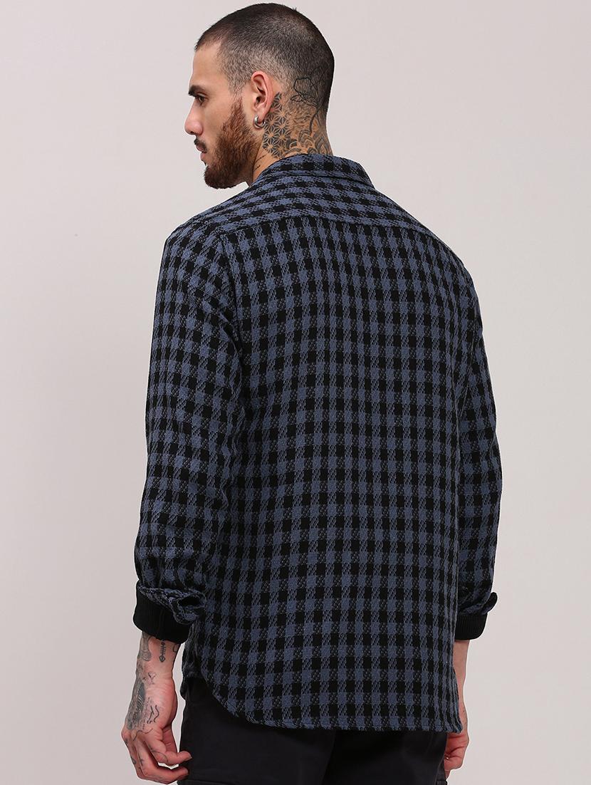 men long sleeves checkered casual shirt - 21682388 - Standard Image - 3