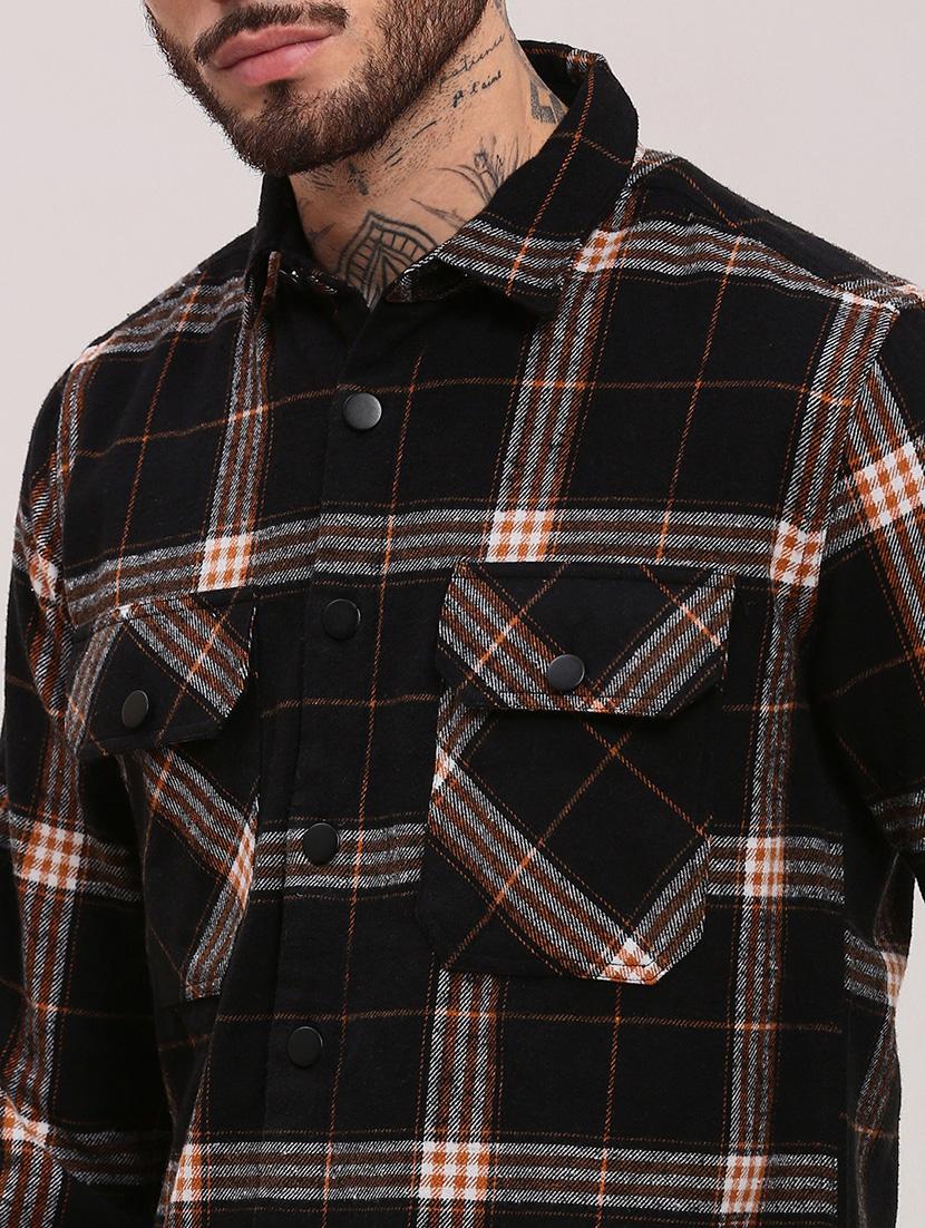 men long sleeves checkered casual shirt - 21682390 - Standard Image - 5