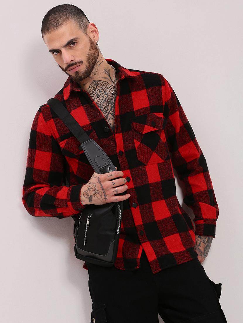 men long sleeves checkered casual shirt - 21682391 - Standard Image - 3