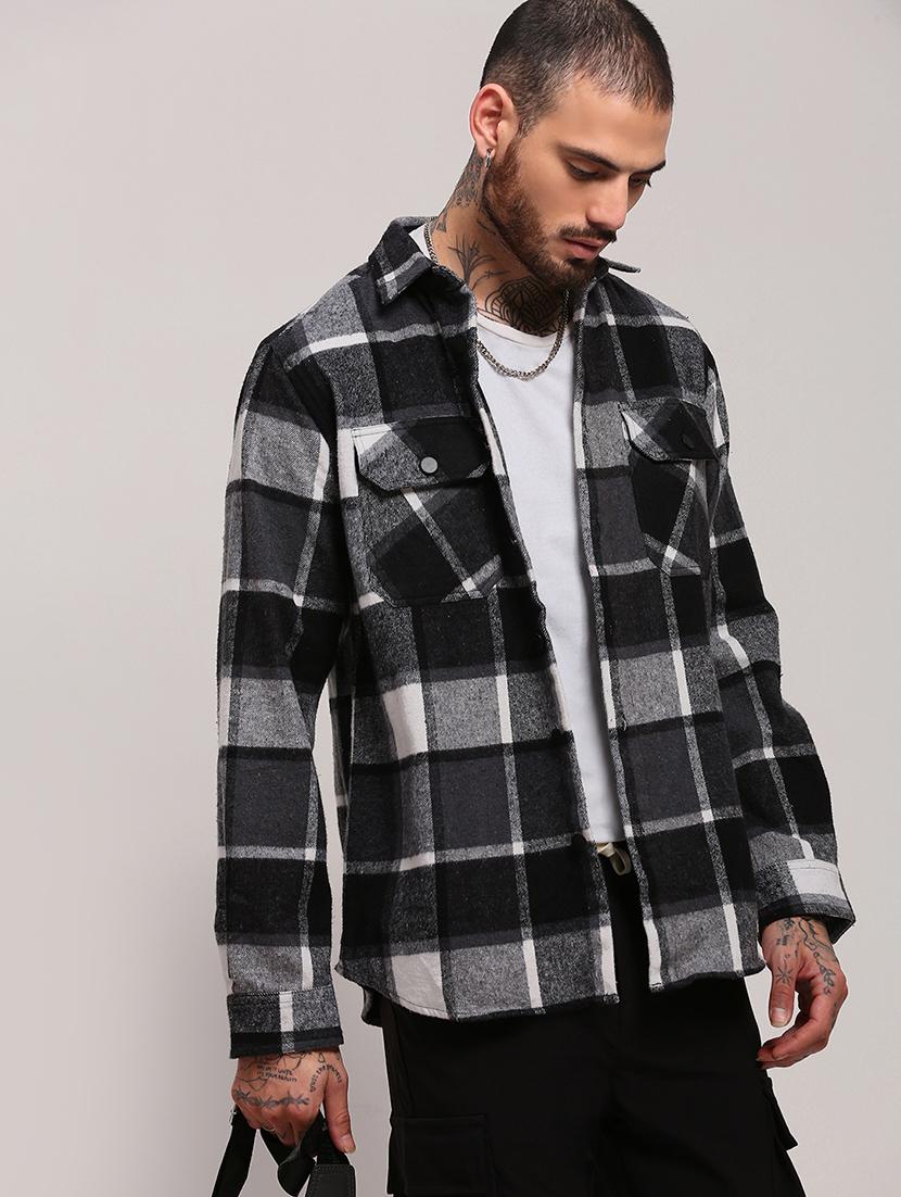 men long sleeves checkered casual shirt - 21682394 - Standard Image - 3