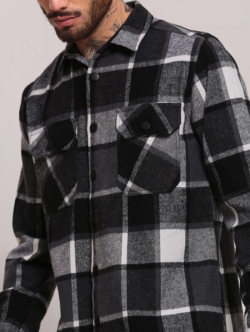 men long sleeves checkered casual shirt - 21682394 - Standard Image - 5