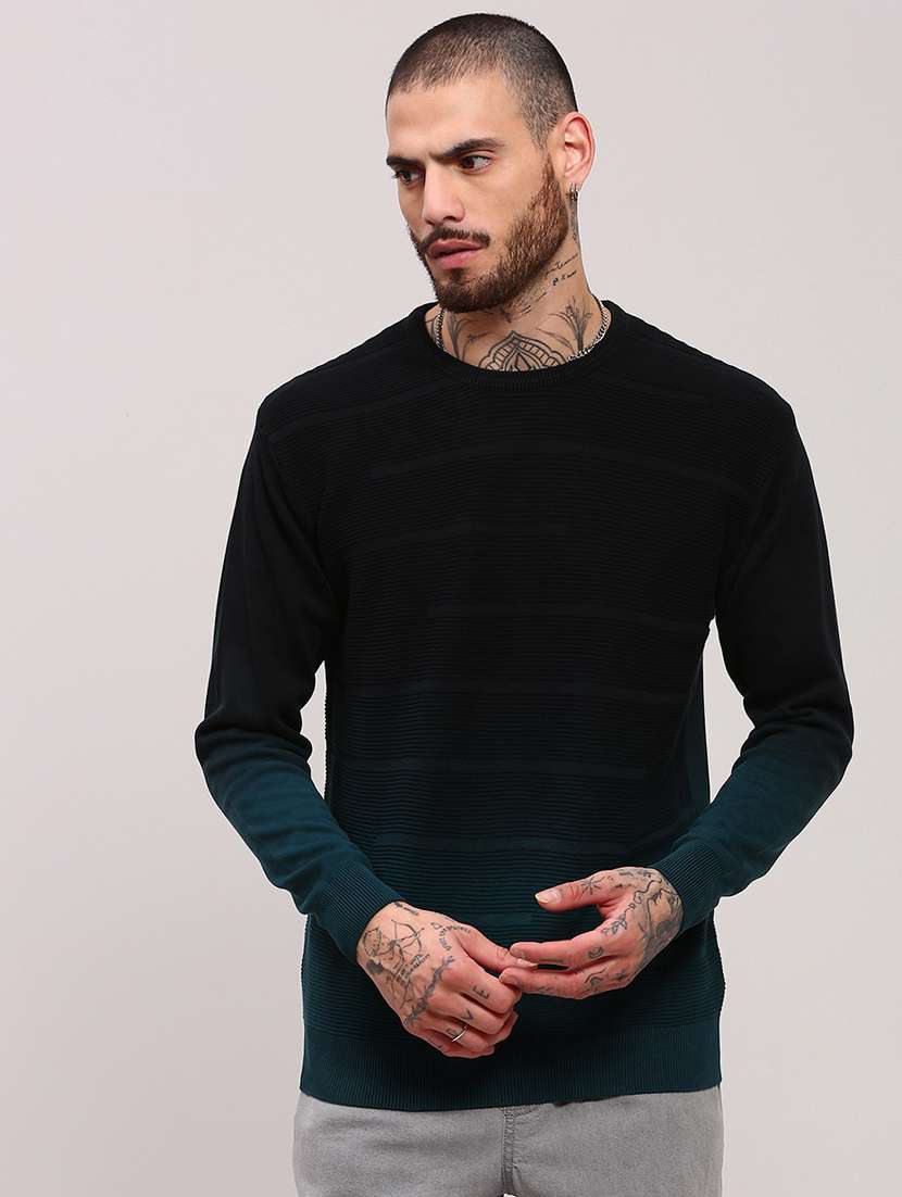 men long sleeves color block pullover - 21682402 -  Zoom Image - 0