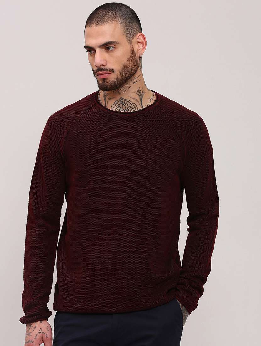 men long sleeves plain pullover
