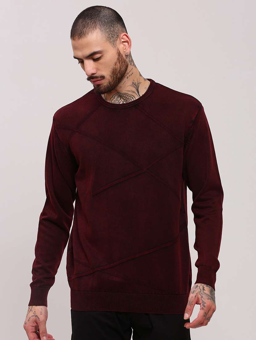 men long sleeves plain pullover