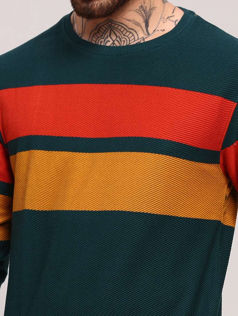 men long sleeves color block pullover - 21682425 -  Standard Image - 5