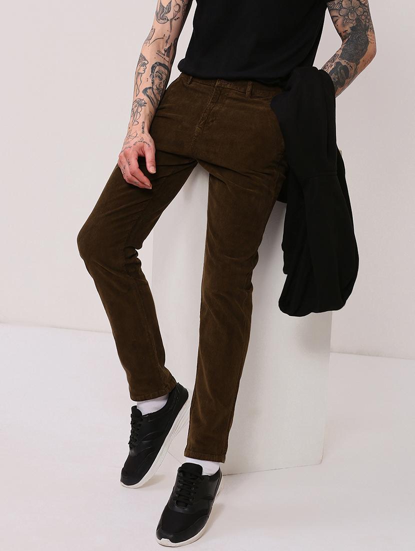 men low rise solid cordurory trouser - 21682447 - Standard Image - 3