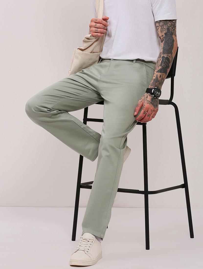 men low rise solid chinos - 21682462 - Standard Image - 3
