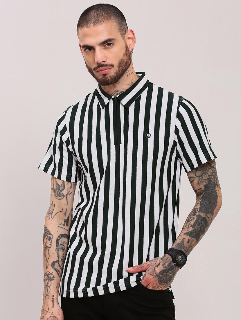 men short sleeves striped polo t-shirt