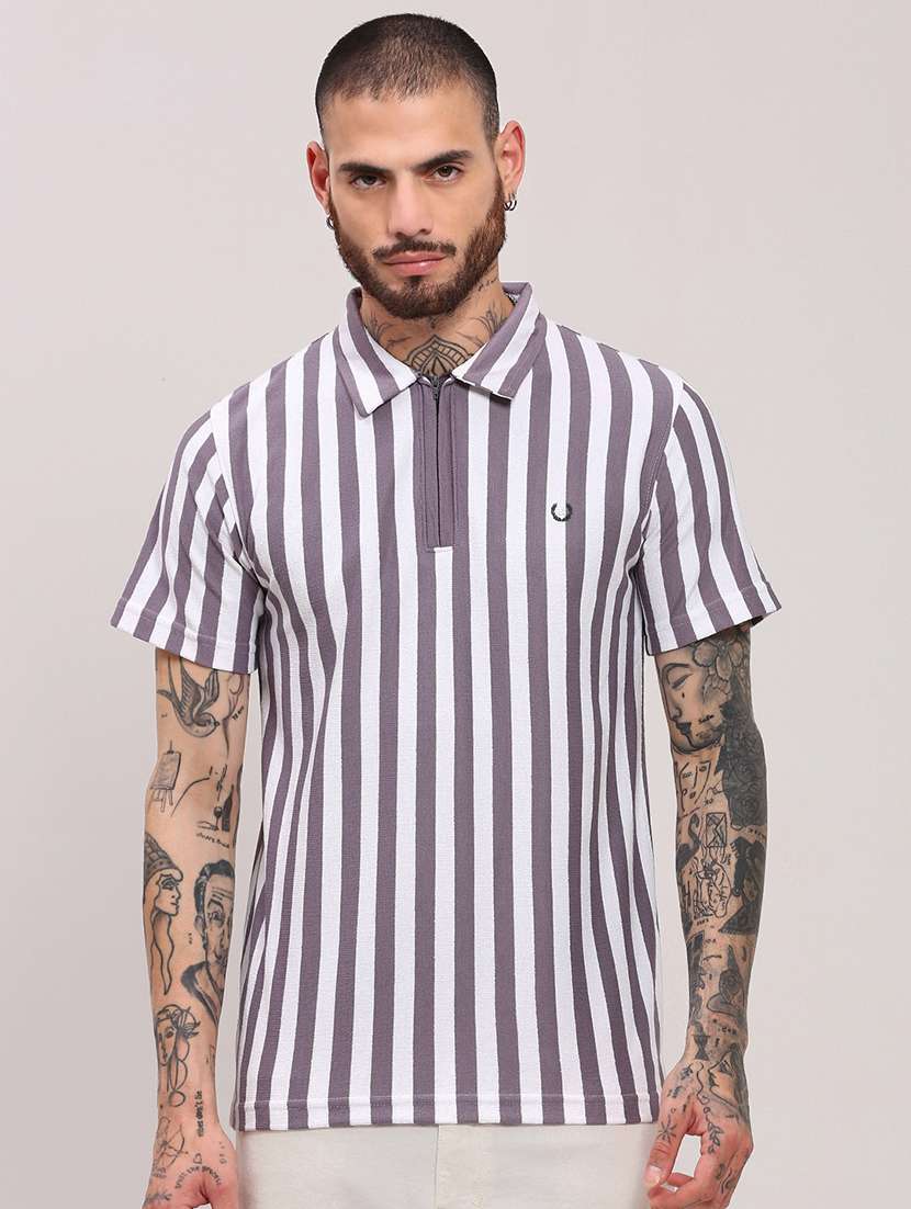 men short sleeves striped polo t-shirt - 21682474 -  Zoom Image - 0