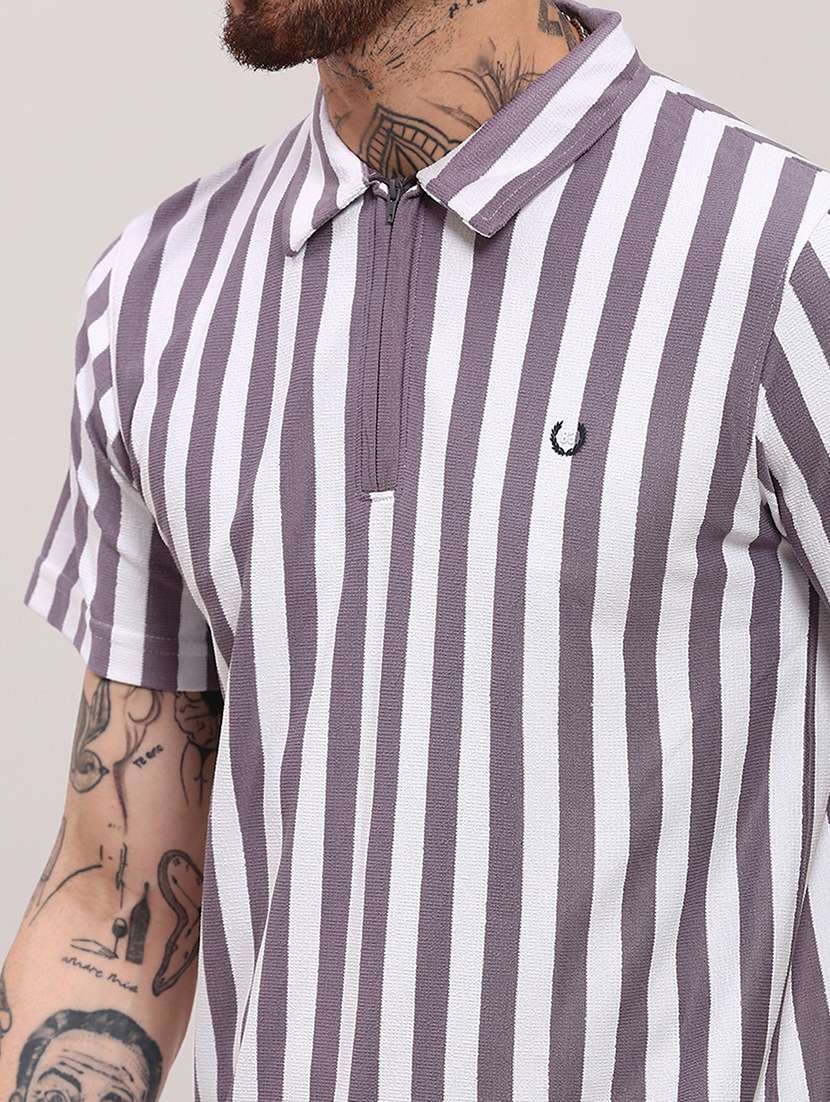 men short sleeves striped polo t-shirt - 21682474 - Standard Image - 5