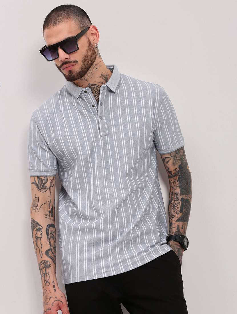 men short sleeves striped polo t-shirt - 21682479 -  Standard Image - 3