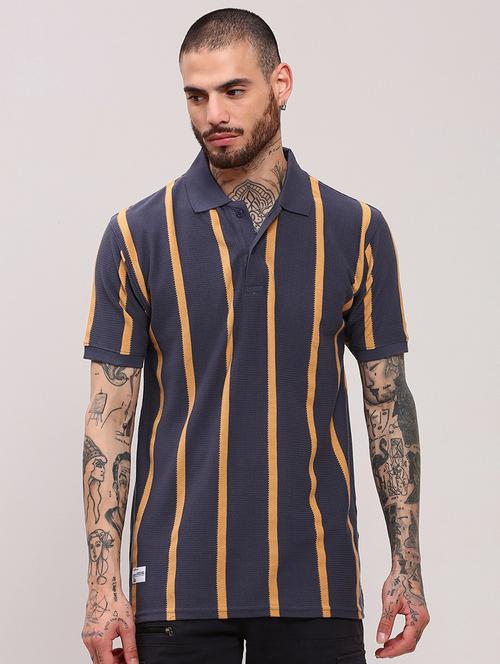 men short sleeves striped polo t-shirt - 21682498 - Standard Image - 0