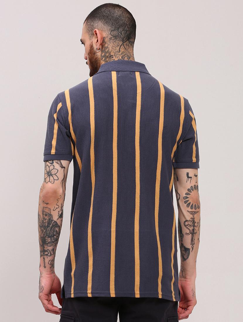 men short sleeves striped polo t-shirt - 21682498 - Standard Image - 3
