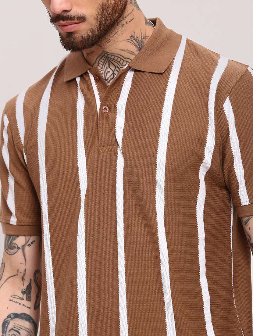 men short sleeves striped polo t-shirt - 21682499 -  Standard Image - 5