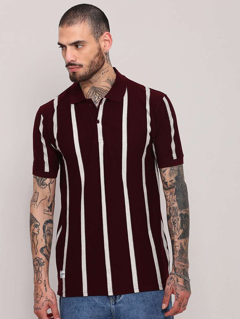 men short sleeves striped polo t-shirt