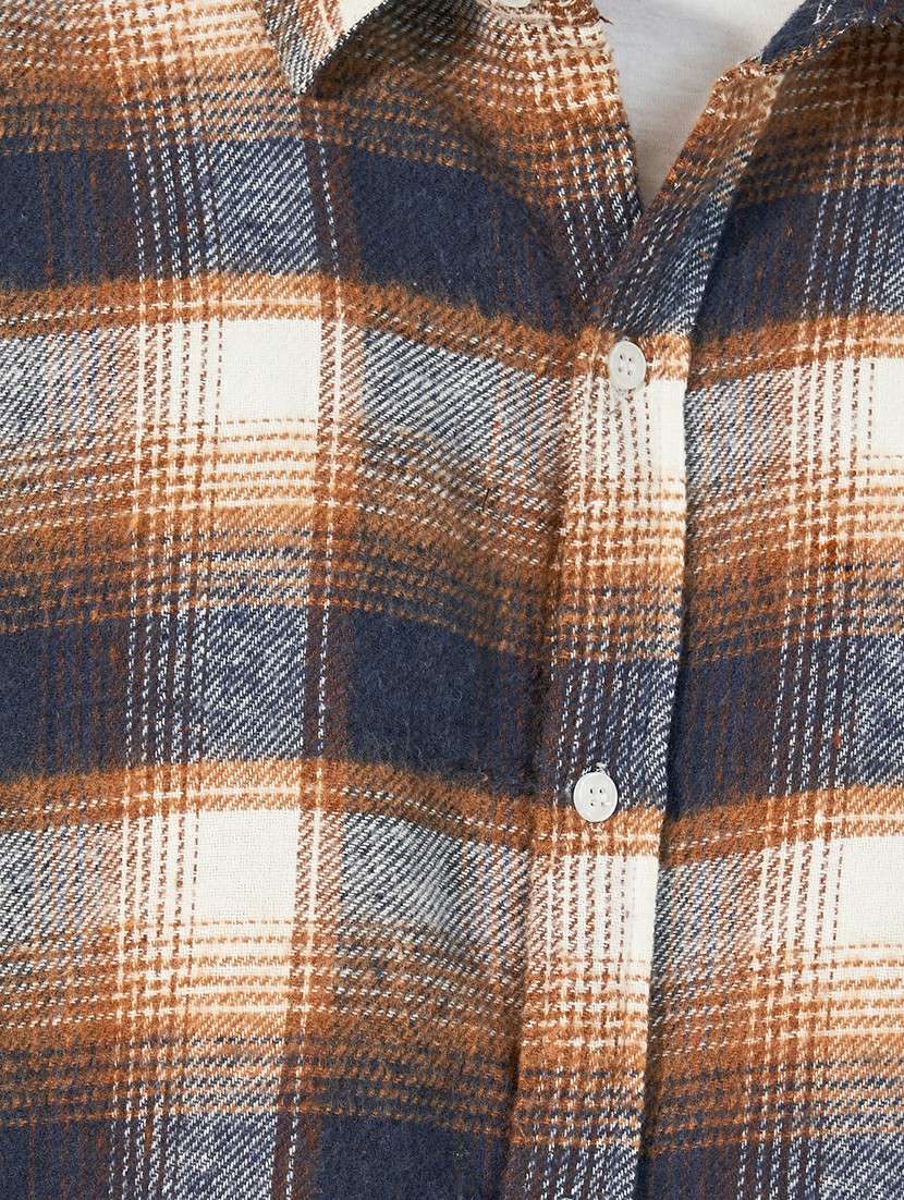 men long sleeves checkered casual shirt - 21682529 -  Standard Image - 3