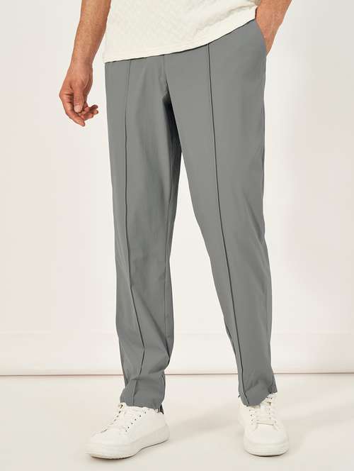 men mid rise solid casual trouser - 21682534 -  Standard Image - 0