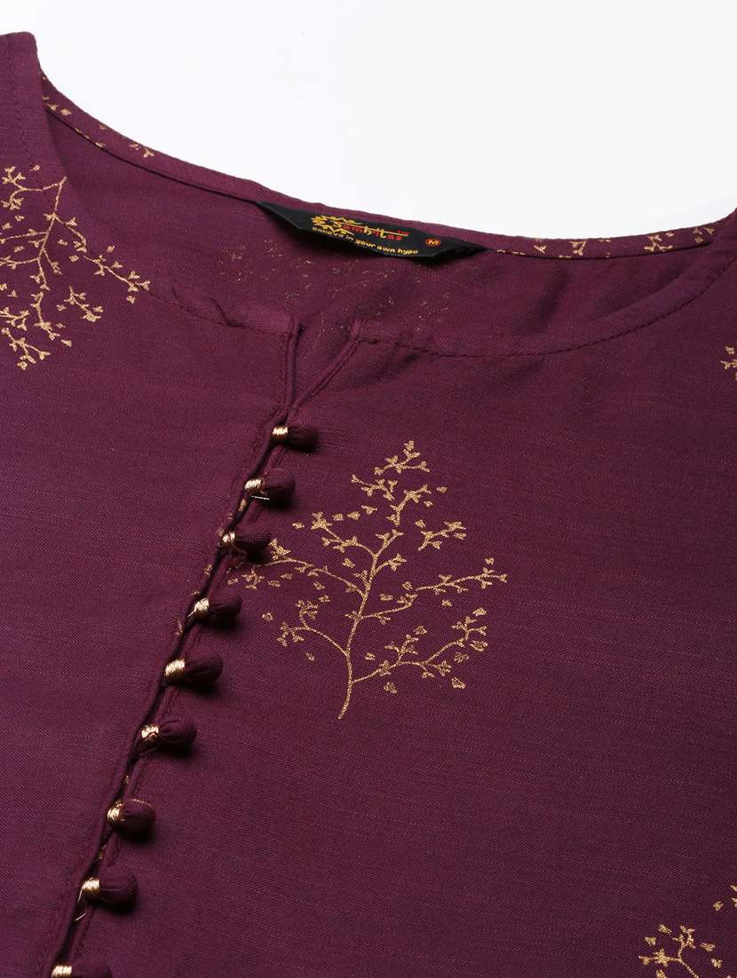 men notch neck foil printed straight kurta - 21682679 - Standard Image - 5
