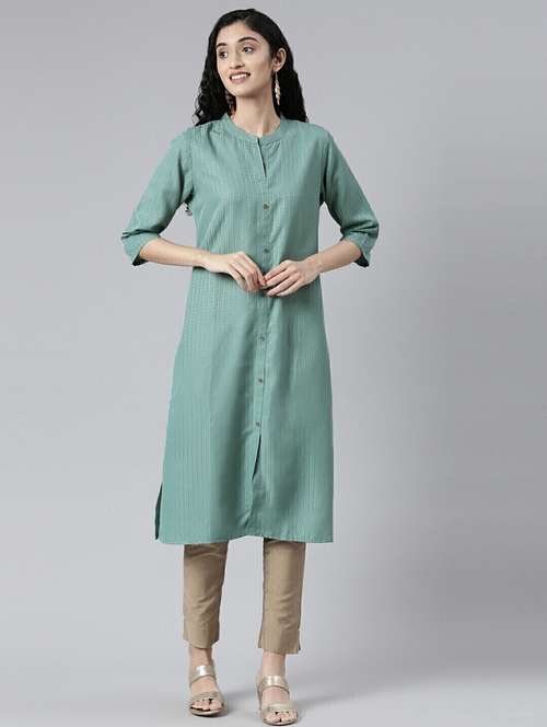 women self designed mandarin neck a-line kurta - 21682757 -  Standard Image - 0