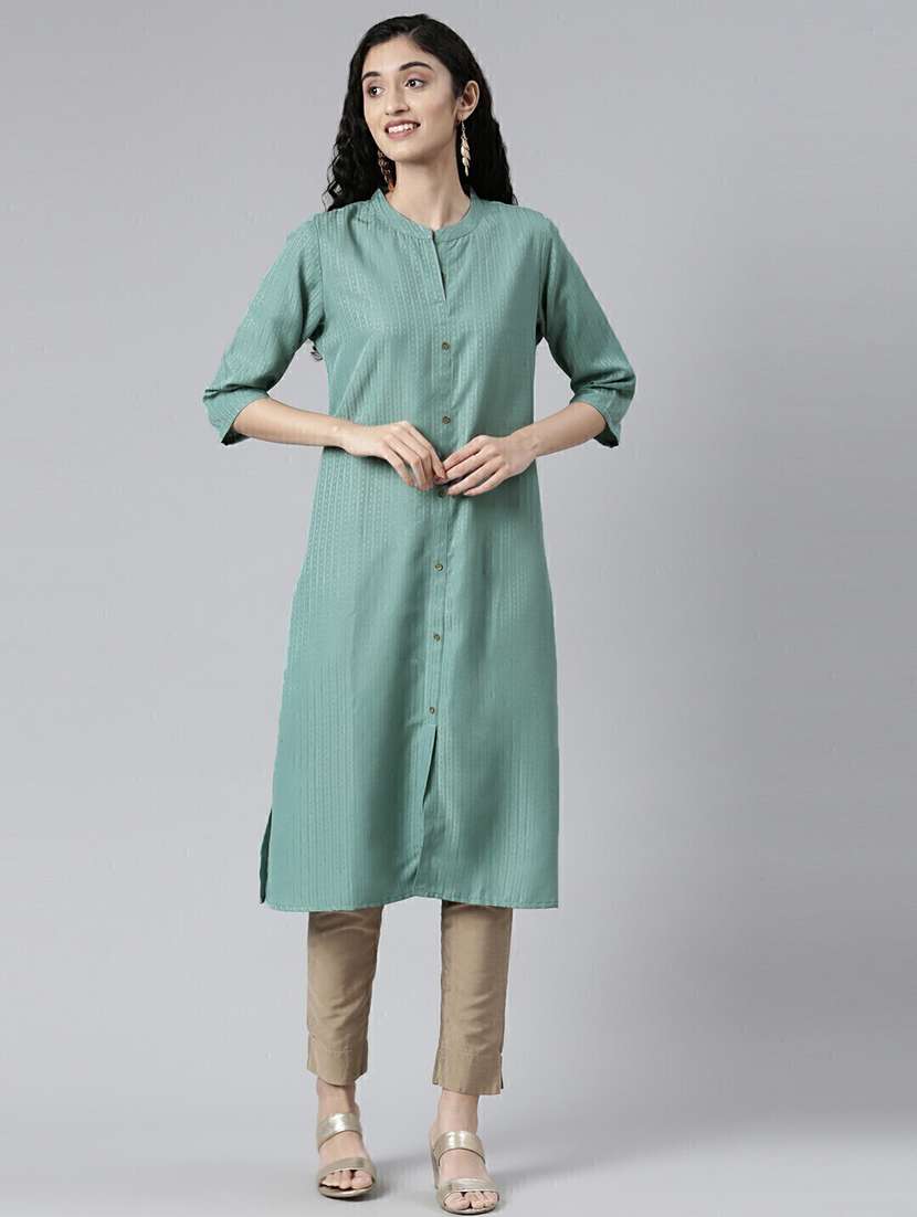 women self designed mandarin neck a-line kurta - 21682757 -  Zoom Image - 0