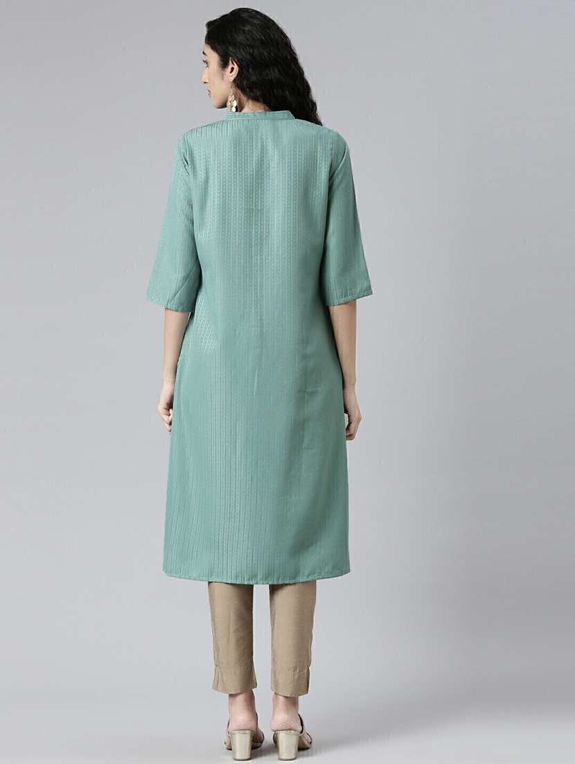 women self designed mandarin neck a-line kurta - 21682757 - Standard Image - 3